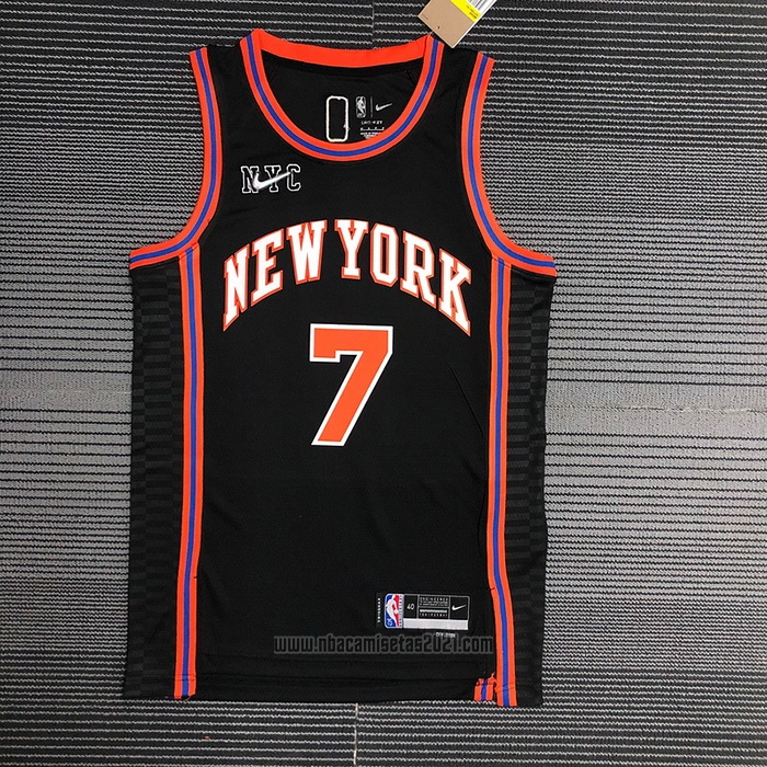 Camiseta New York Knicks Carmelo Anthony #7 Ciudad 2021-22 Negro